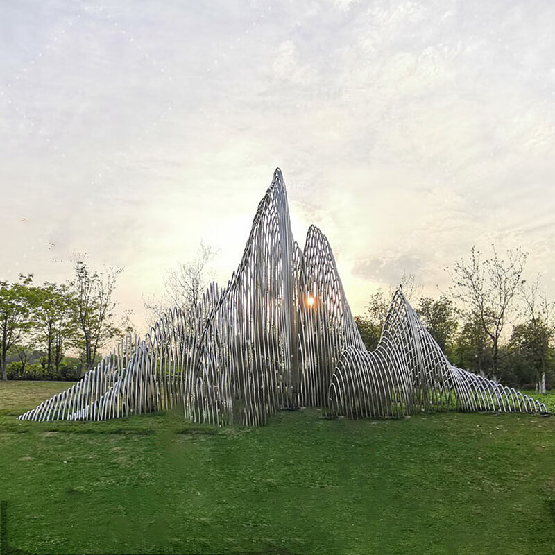 不锈钢假山雕塑异形镂空编织金属内置灯光抽象弧形公园大摆 假山雕塑1