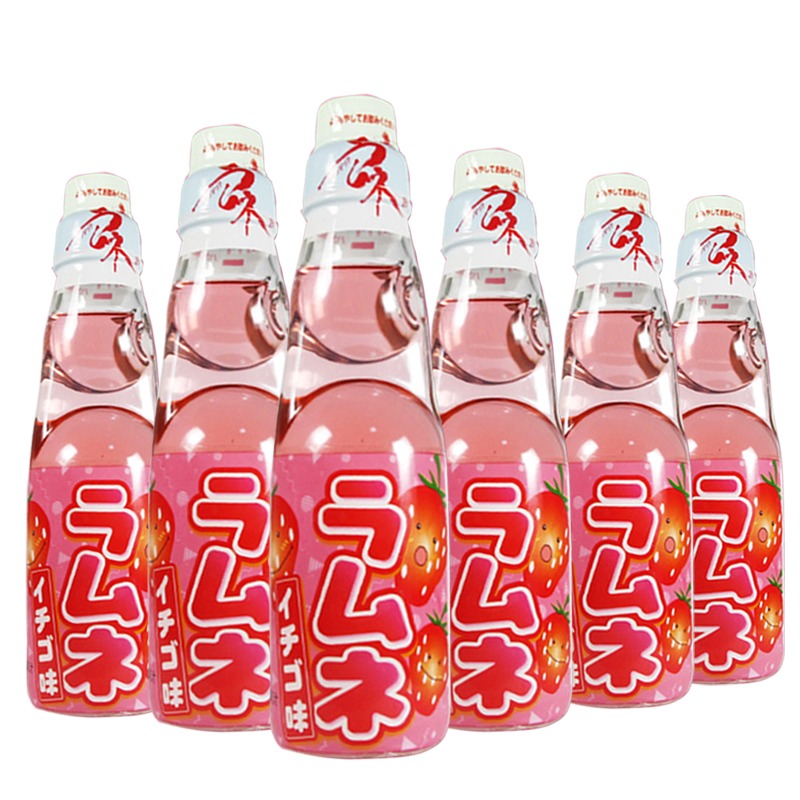 弹珠汽水波子汽水碳酸饮品饮料味果味饮200ml瓶 波子200ml/瓶*6草莓味