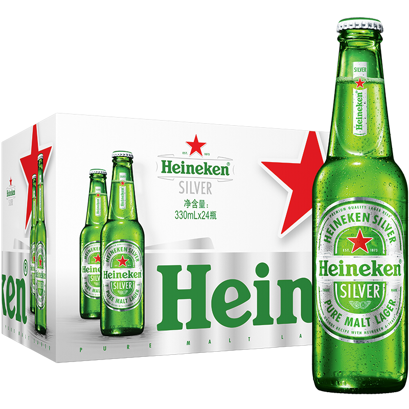 Heineken 喜力 星银 啤酒 330ml*24瓶