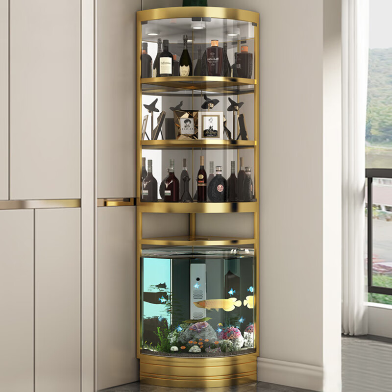 柜碧桂园酒柜厨房靠墙拐角酒柜 【豪华款香槟金】鱼缸酒柜半径45cm