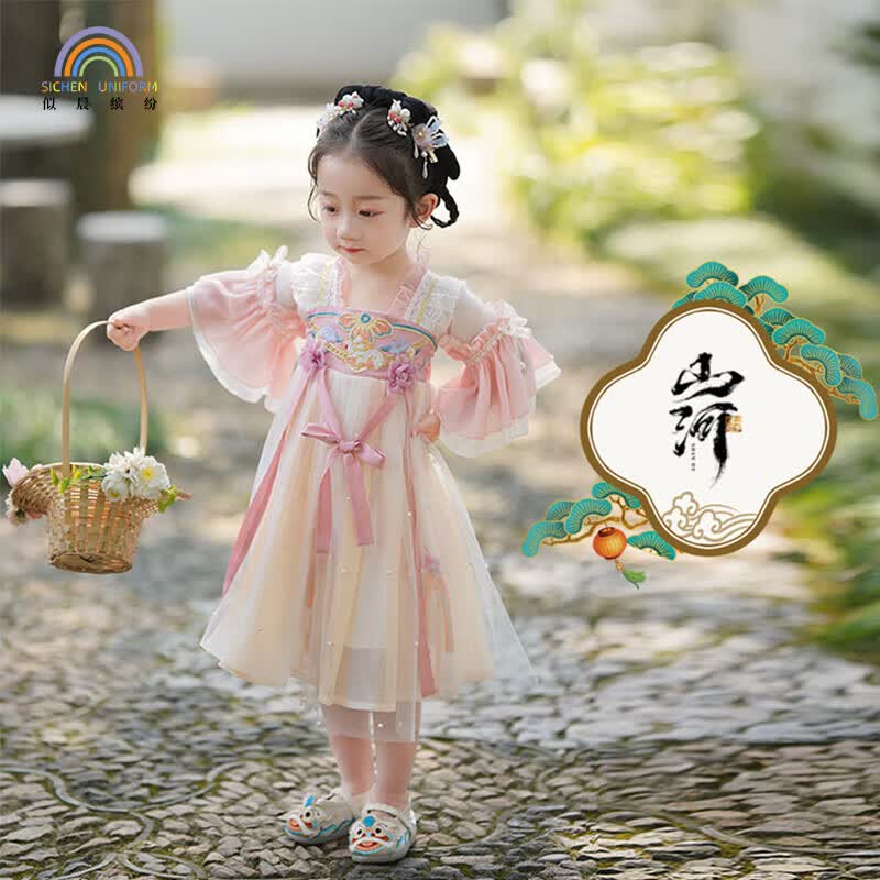 儿童汉服古装中国风女童唐装襦裙复古民族风超仙中秋节服饰 粉色 120cm高性价比高么?