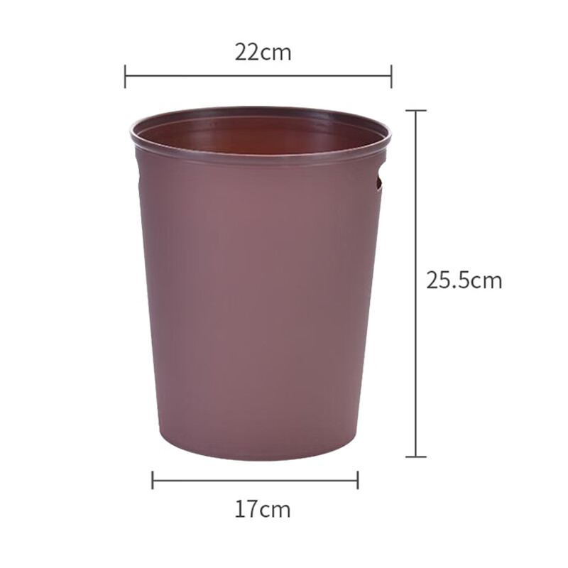 牧月 素色创意简约圆型垃圾桶 厨房客厅无盖大号垃圾筐 干湿分类方型垃圾桶 手提圆型深棕色