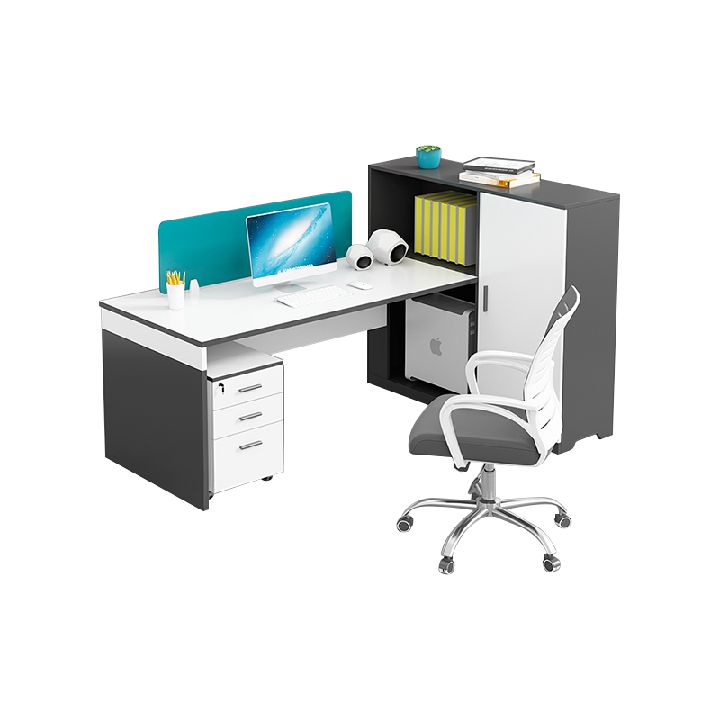 圣黎 办公家具现代简约职员办公桌板式高柜员工位财务电脑桌 双人位（含柜）