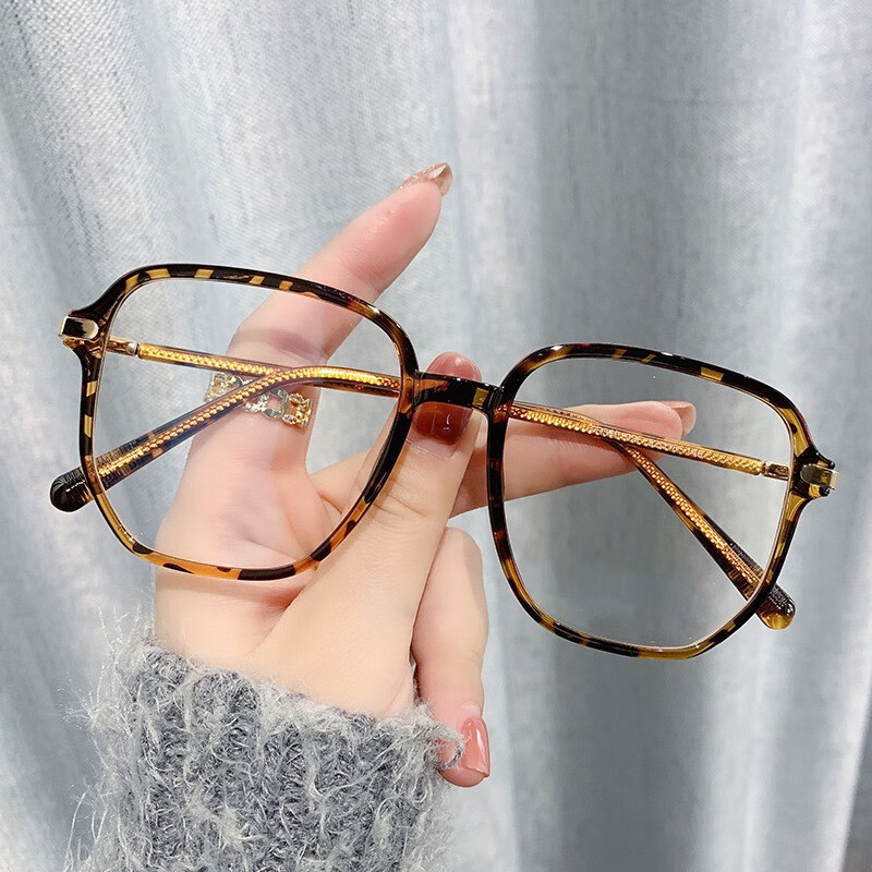 jesmoor新款韩版潮流tr90方框眼镜架女ins网红街拍眼镜框 琥珀框 161