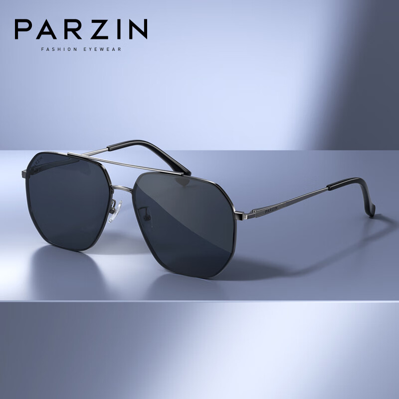 帕森(parzin)近视偏光眼镜男 时尚飞行员框型 可配近视开车驾驶眼镜