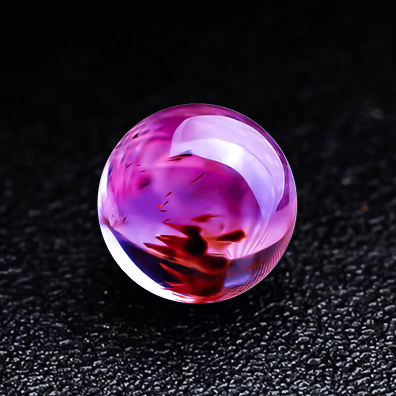 淘吻7a天然紫钛晶散珠子 紫水晶圆珠多宝钛晶diy镶嵌无孔珠隔珠手链珠