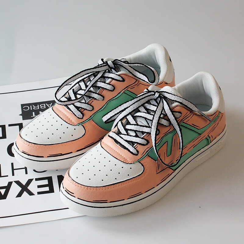 回力手绘鞋低帮马卡龙鸳鸯情侣涂鸦百搭运动鞋男女学生 371-果冻粉 36