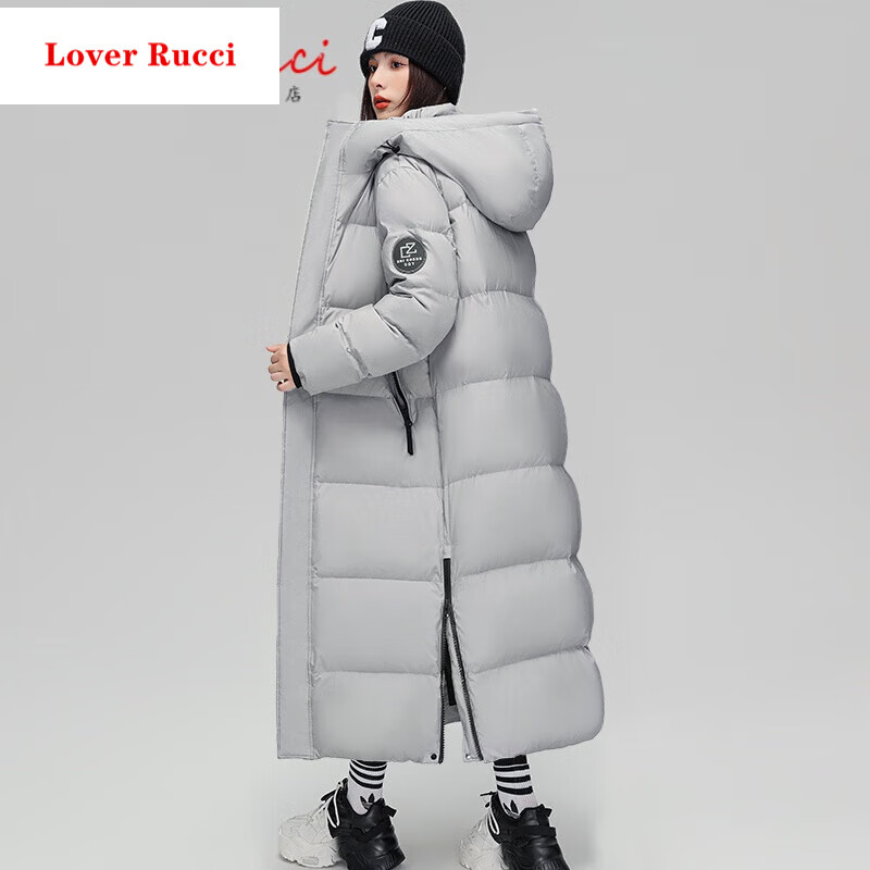 lover rucci国际大牌女装300克以上90白鸭绒欧货羽绒服女超长款到脚踝