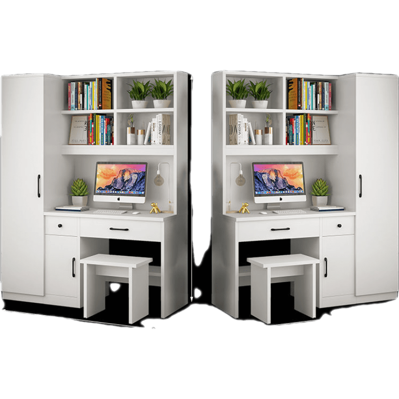 杜裕惟(DUYUWEI)衣柜书桌一体小户型卧室家用电脑桌带梳妆台连体书桌柜 1.2单门+书桌送凳子