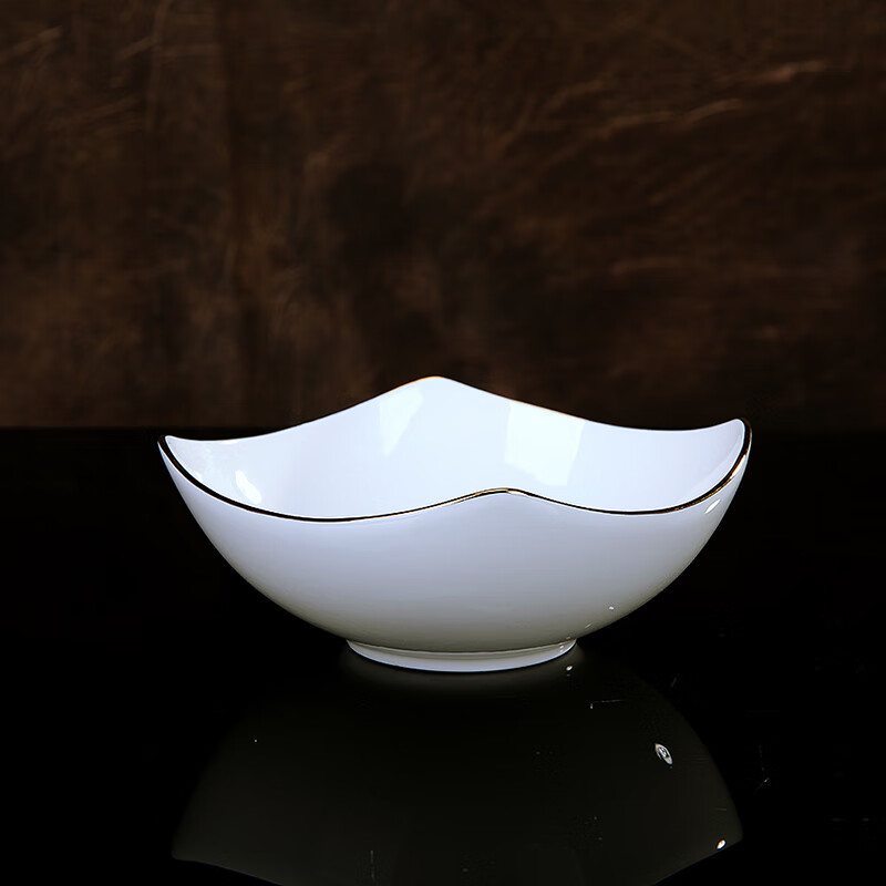 锦秋堂 景德镇陶瓷器 骨瓷餐具家用饭碗 面碗 烤碗 汤碗 沙拉碗单件散买 花蕾汤碗（汤锅带盖）