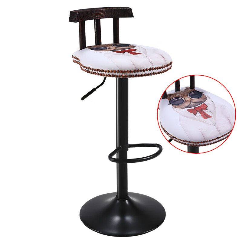 易觉吧台椅旋转升降酒吧椅高脚凳收银椅复古欧式前台椅 高款猫先生