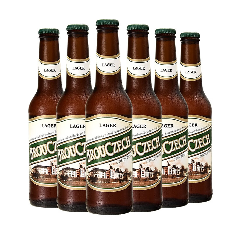 捷克原装进口啤酒 Brouczech布鲁杰克 黑啤白啤拉格啤酒可选 瓶装拉格啤酒330ml*6瓶