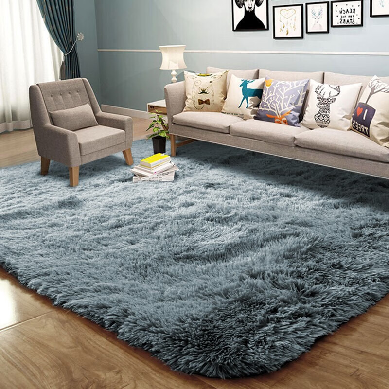 意尔嫚 地毯 ins北欧地毯客厅卧室满铺地毯长绒沙发地毯床边毯 灰色 70*160cm
