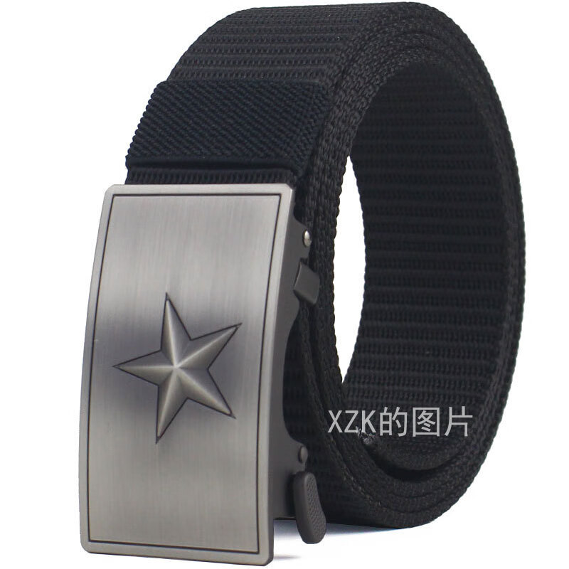 ai)新款无牙自动扣腰带内穿男士皮带军迷简约高端帆布尼龙青年裤带潮