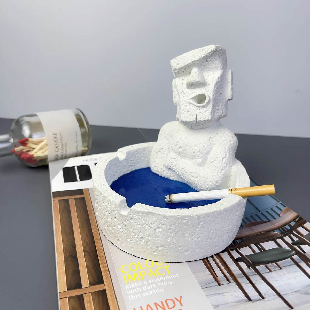 石像创意烟灰缸学校高校家用客厅个性潮流烟缸宿舍男生礼物 我就不服