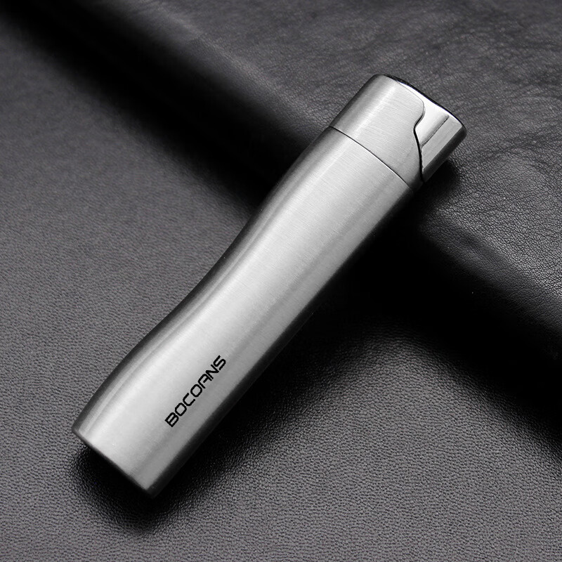 aomai柏康创意绿焰防风打火机金属个性商务气体点烟器烟具 白镍拉丝