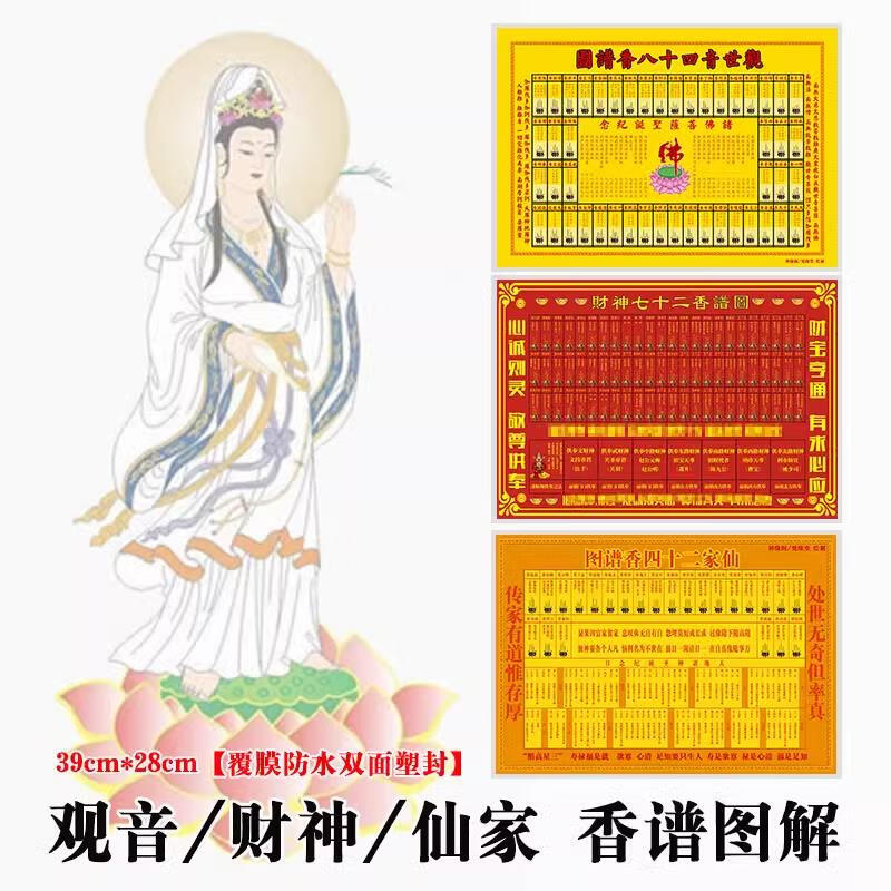 观音香谱 香谱图解大全仙家用品观世音菩萨四十八香火图香普家用 观世