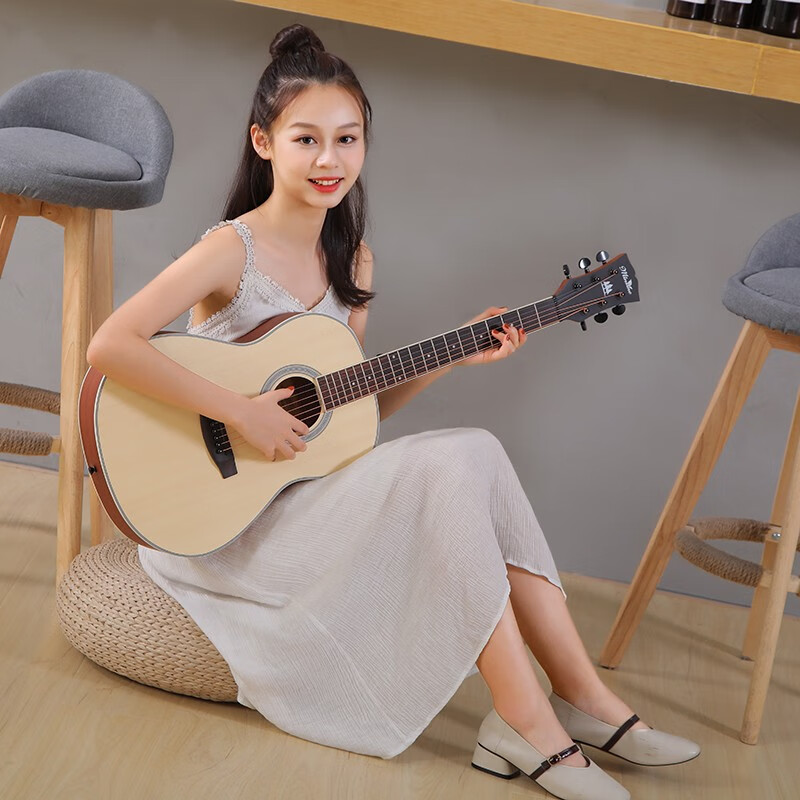 名森34英寸/原木色哑光旅行吉他学生初学者民谣吉他男女生小吉他