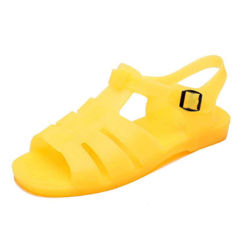 夏季新款外穿时尚平底防滑塑料黄金凉拖鞋老式黄色胶凉鞋 黄胶凉鞋 39