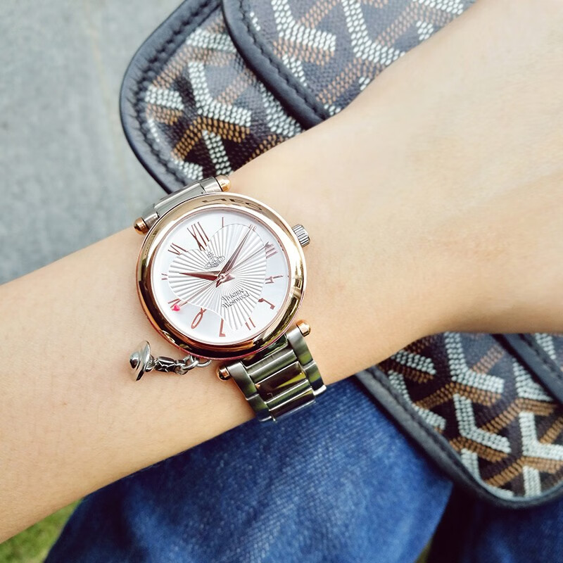 Vivienne Westwood西太后手表女士爱心欧美石英表送女生日送女友圣诞礼物新年跨年 玫瑰金爱心钢带 VV006RSSL 32mm