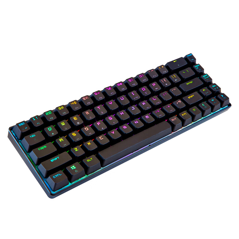 魔炼者MK14机械键盘 游戏键盘 68键RGB幻彩 机械键盘 金属面板TYPE-C便携办公  青轴黑色