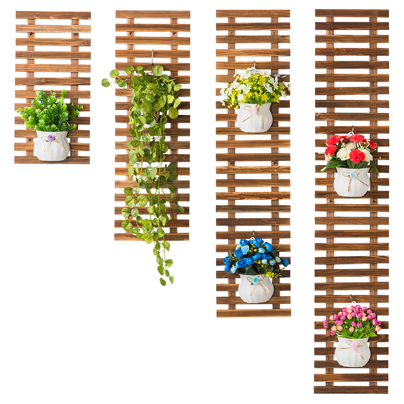 唯藝視品（VAISPRN） 實木網(wǎng)格墻上花架子壁掛墻裝飾陽臺綠蘿懸掛式簡易花盆架 加厚款60*30