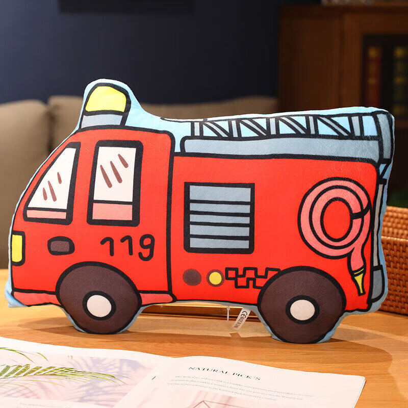 卡通小汽车抱枕可爱警车玩具挖掘机靠枕陪睡床上安抚靠垫儿童礼物 119