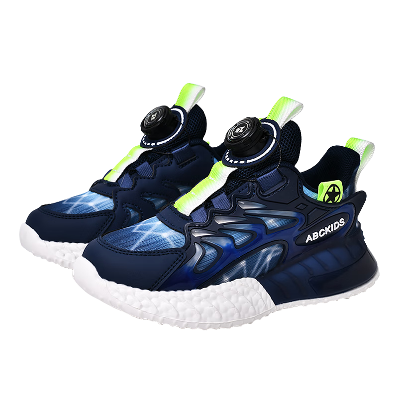 ABC KIDS童鞋男童鞋2025秋季新款兒童運動(dòng)鞋旋轉紐扣兒童鞋子中童跑鞋 霧藍 29