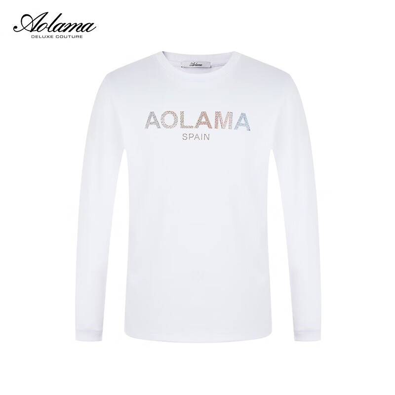 奥拉玛（Aolama）秋季男装长袖衫男士休闲打底修身长袖休闲衫奥拉玛t恤奥拉玛礼物 白色 46