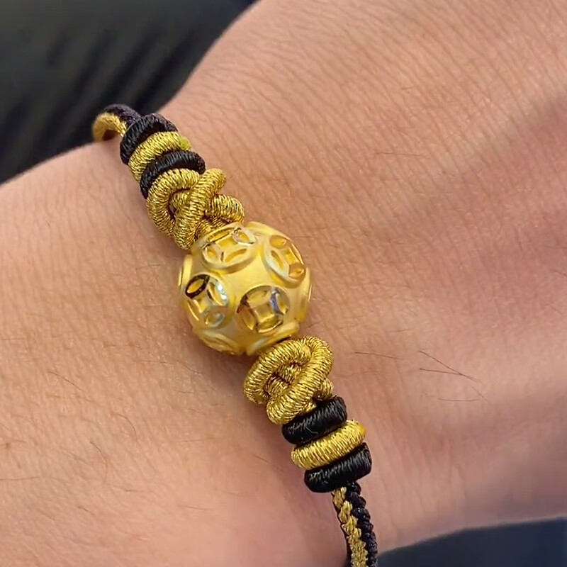 lpez老凤凰黄金转运珠手串男999足金本命年编织手绳女金钱珠串珠手链