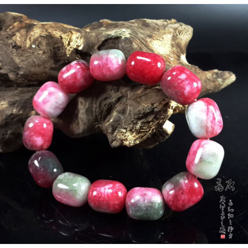 随峰父亲节礼物超漂亮的女士手链-红绿宝手链-生日礼物红色玉石手链价