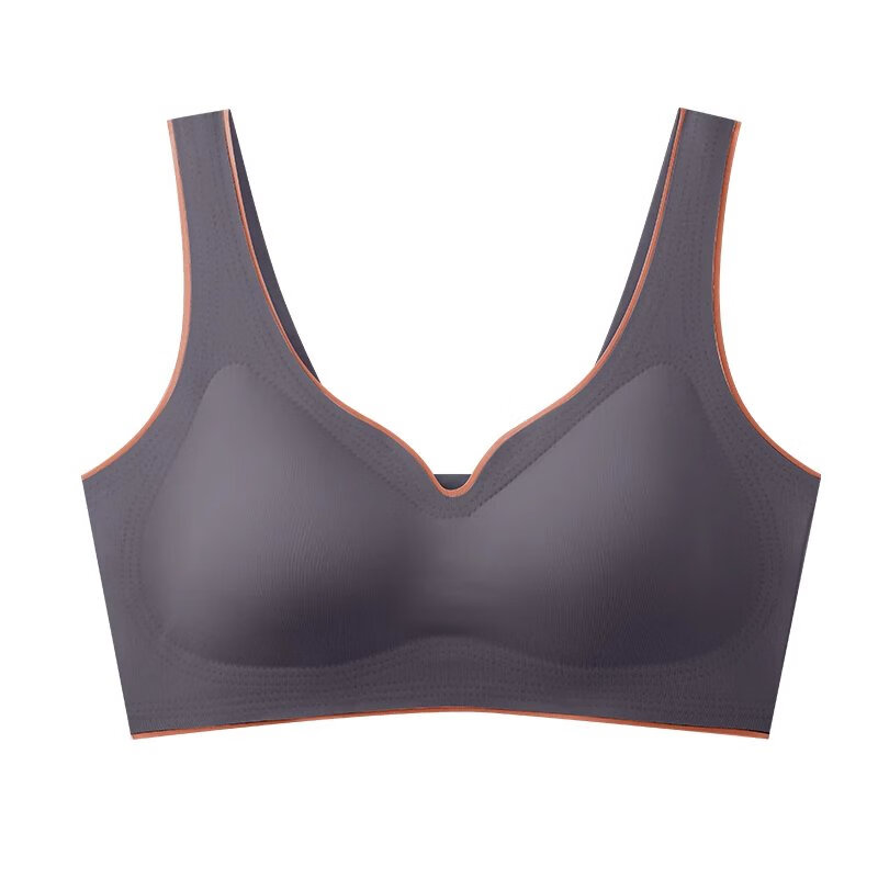 乳胶无痕运动内衣女美背无钢圈小胸聚拢收副乳背心式睡眠文胸 焦糖 XXL(140-160斤)