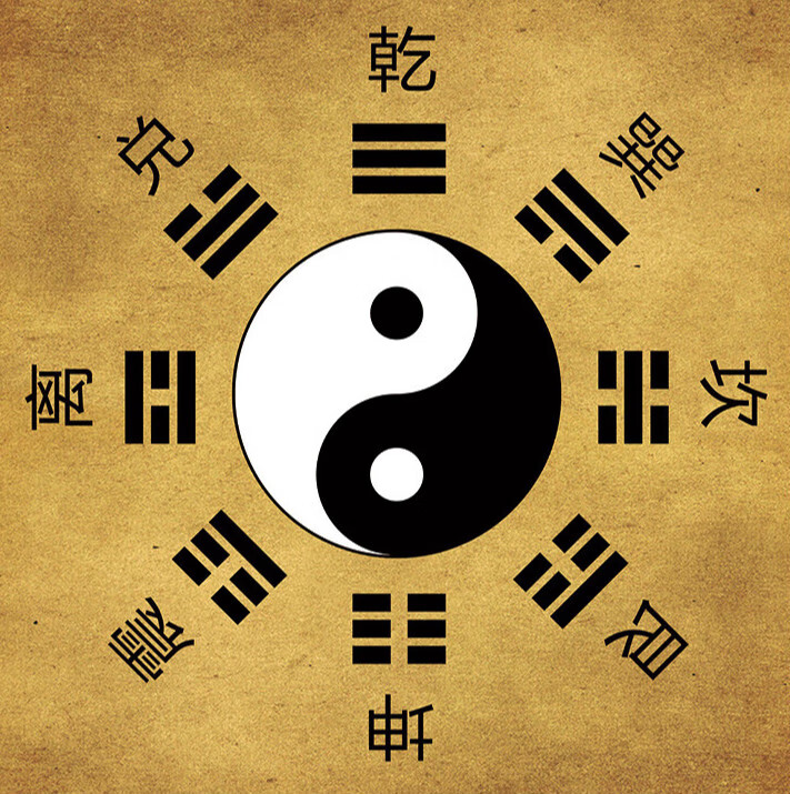 文枝图易经周易风水先天阴阳八卦图六十四卦挂画 g01-复古有字 10x10