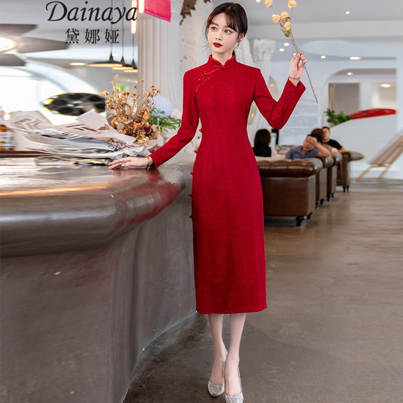 黛娜娅（Dainaya）旗袍女2023春秋新款大码女装中国风日常改良复古汉服连衣裙 3748 红色 4XL怎么样,好用不?