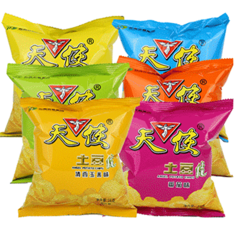 天使薯片土豆片16g5口味云南特产麻辣薯片休闲小零食 16g*5袋【椒香