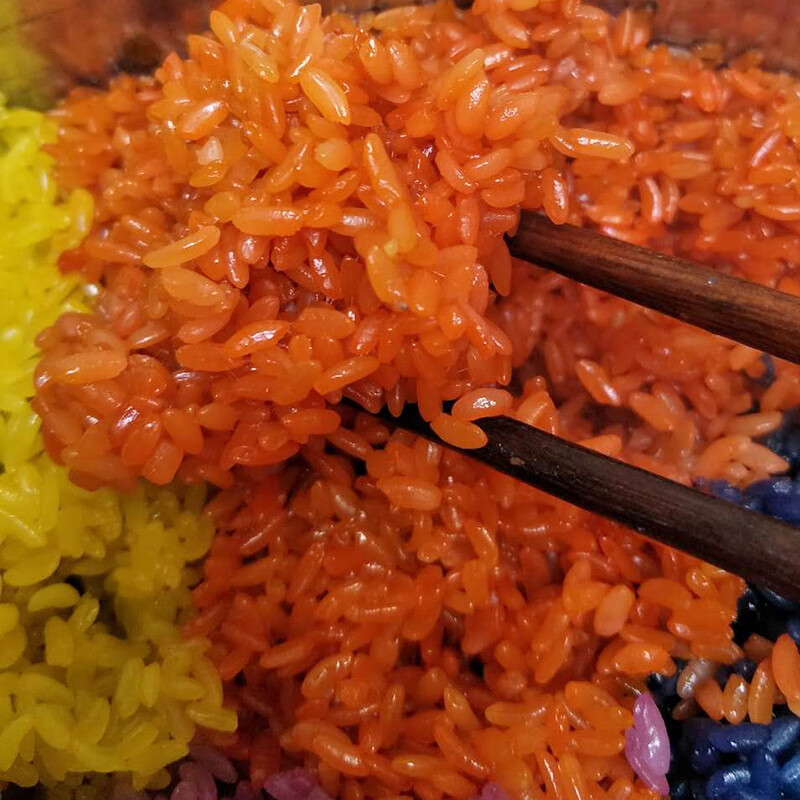 哎吖爪爪橙色五色糯米饭植物染料苏木橙色天然广西三月三彩色米饭颜色