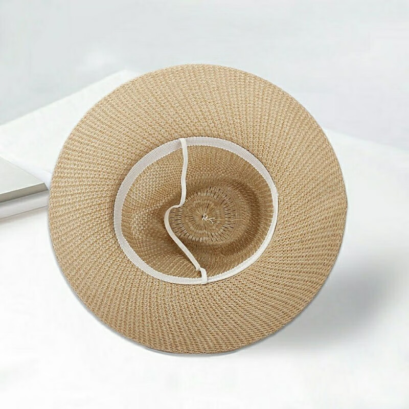 万宏达男式草帽凉帽帽子男士透气遮阳帽太阳帽草编凉帽中老年晒帽夏季 高品质草编卡其色 夏季时尚晒遮阳帽