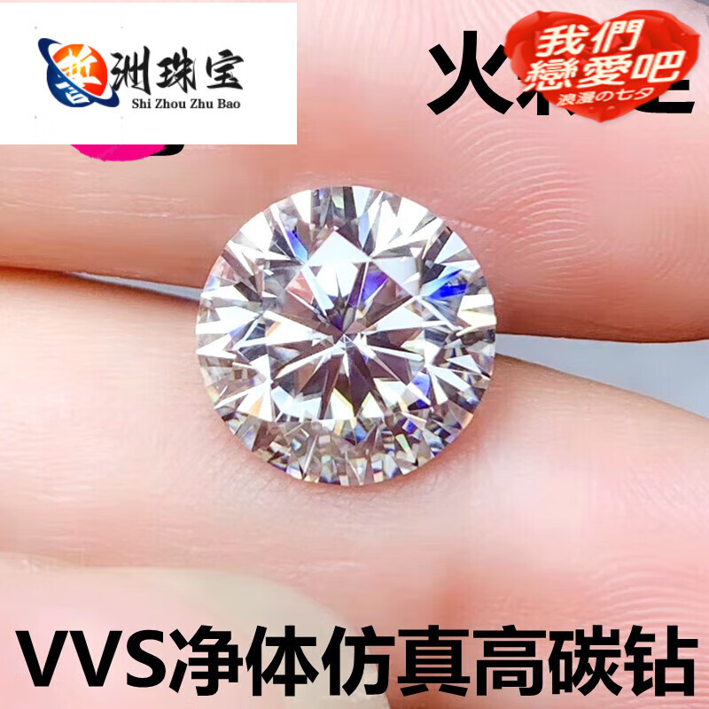可颖裸钻3克拉白色圆形碎钻莫桑钻透明高碳钻戒面耳钉吊坠宝石 3.