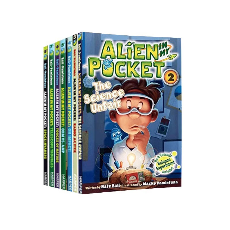英文原版 和外星人的冒险 Alien in My Pocket 全8册 口袋里的外星人 初级桥梁章节儿童小说书 小学生课外阅读 HarperChapters .