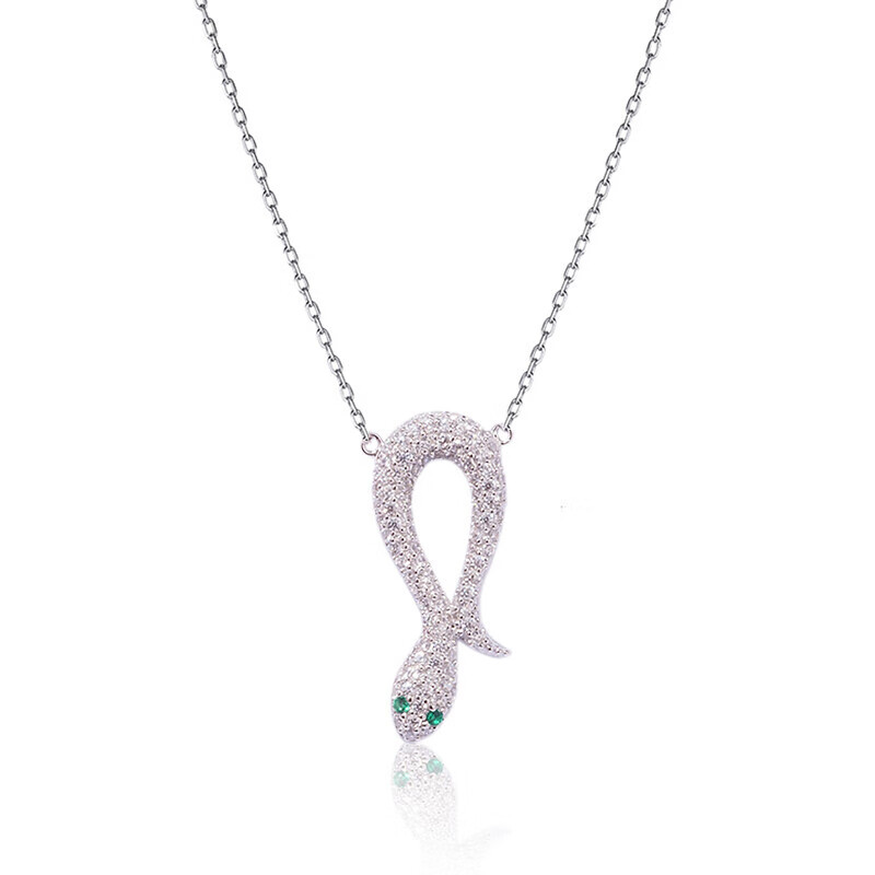 925银白蛇项链女ins网红锁骨链小众品牌简约生肖蛇吊坠首饰 s925银