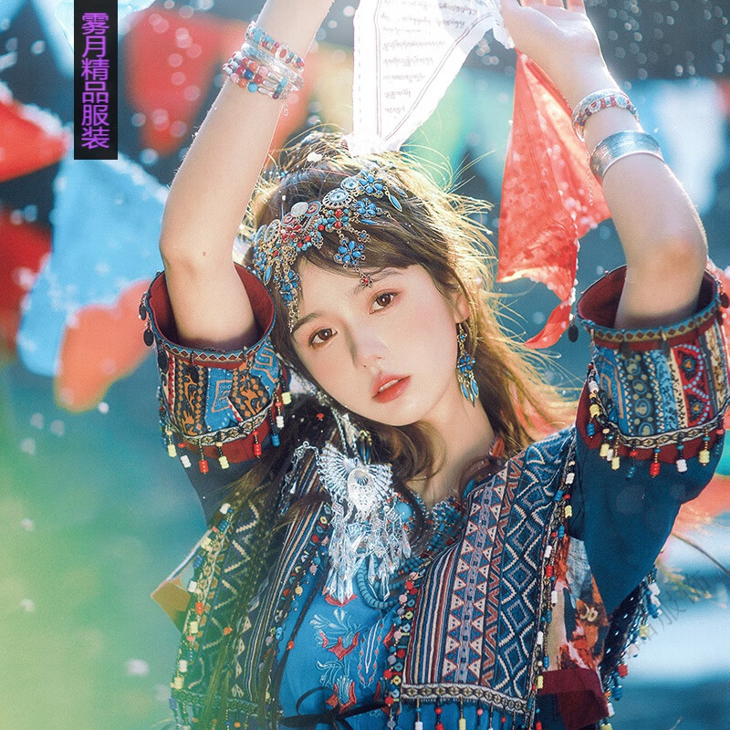 旗袍性感高开衩杨异域风情民族风少女私房摄影写真服装发饰拍照道具二