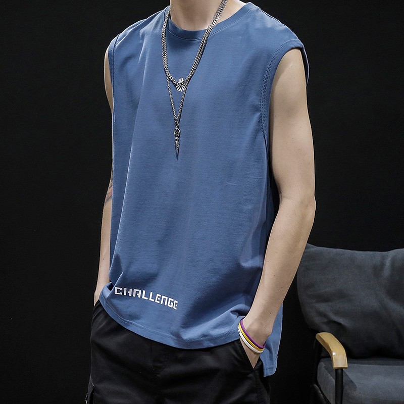 古先森背心男无袖体恤坎肩男士夏季薄款纯棉运动宽松大码打底衫男生