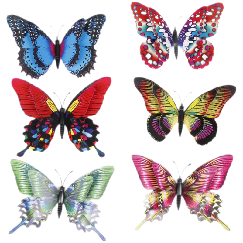 8只 15cm彩色混装双层大号蝴蝶 磁铁 胶棒