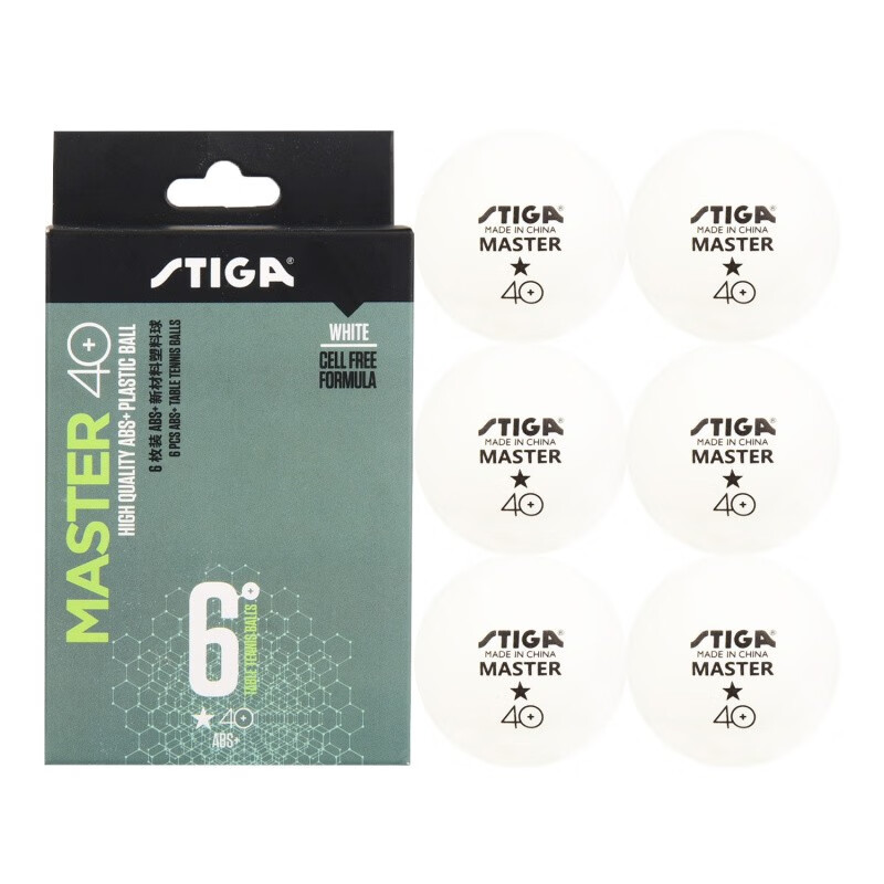 STIGA斯帝卡 乒乓球1星 新材料40+训练用球 新材料40+ 一星球 6只装_白色