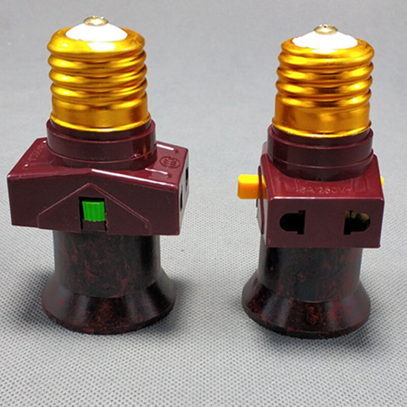 家用e27螺口带开关插座孔分火灯口 灯座宿舍多用灯头 1个装