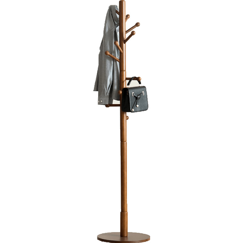 越茂 全实木衣帽架 落地卧室衣架 现代简约挂衣架简易立式衣服架 全榉木底盘款【原木色】