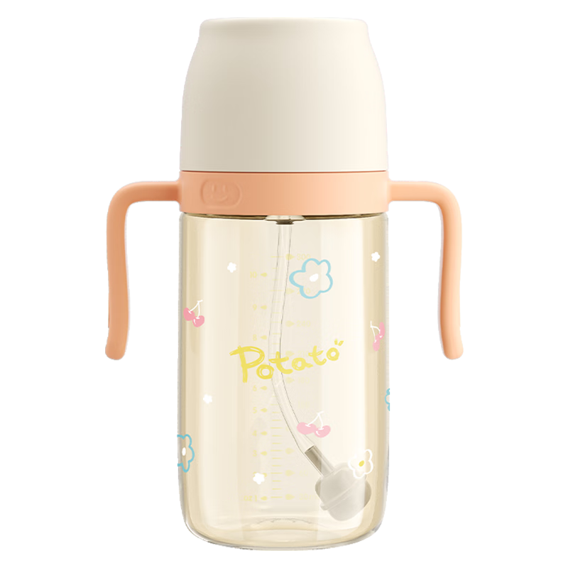 小土豆（potato）吸管奶瓶PPSU嬰兒奶瓶6個(gè)月以上大寶寶帶重力球奶嘴300ml 燕麥奶