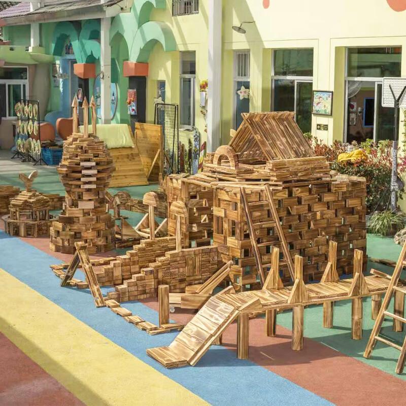 幼儿园大型碳化积木超大型实木户外碳烧积木大块防腐建构区搭建玩具