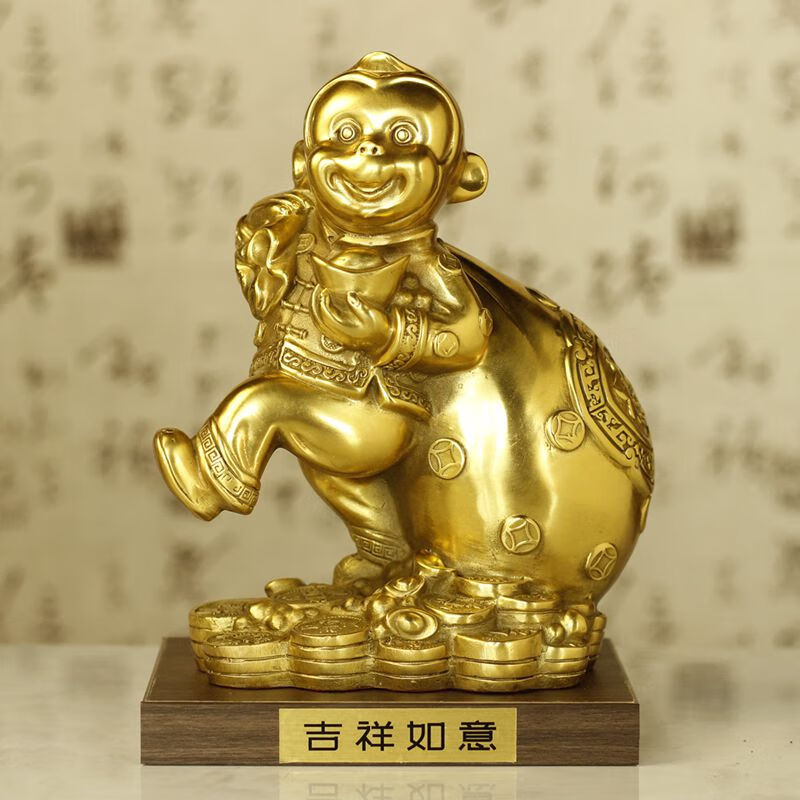 铜猴子摆设 金属猴子摆件 工艺品 家居装饰品 生肖猴 金猴纳福高17