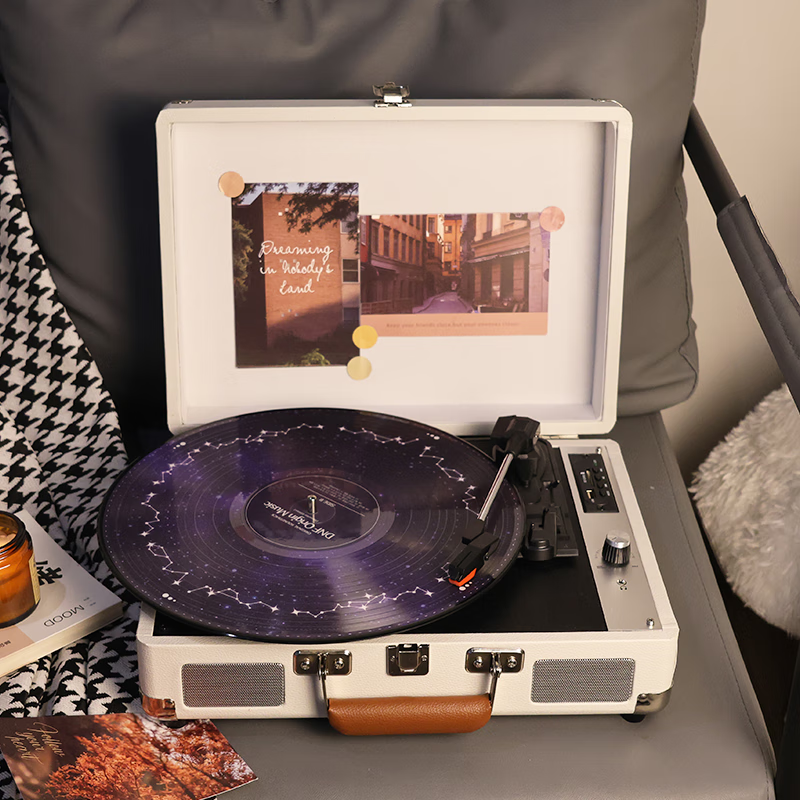 MZELI KING复古黑胶唱片机蓝牙音响音乐神器唱片播放器生日乔迁新婚礼物七夕礼物可代写贺卡 【一代新款】暗夜黑